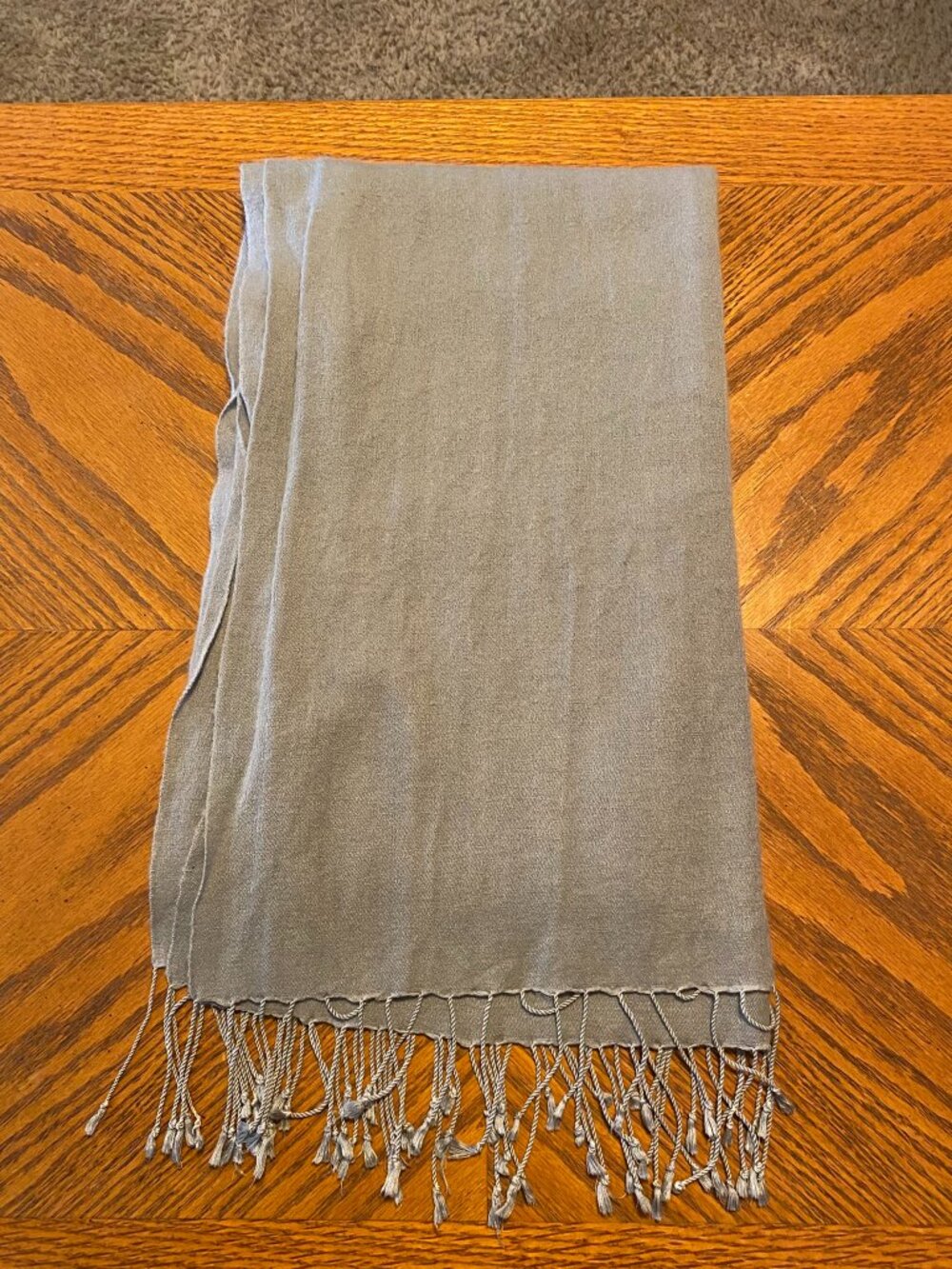 Elegant Neutral Gray Fringed Scarf / Wrap